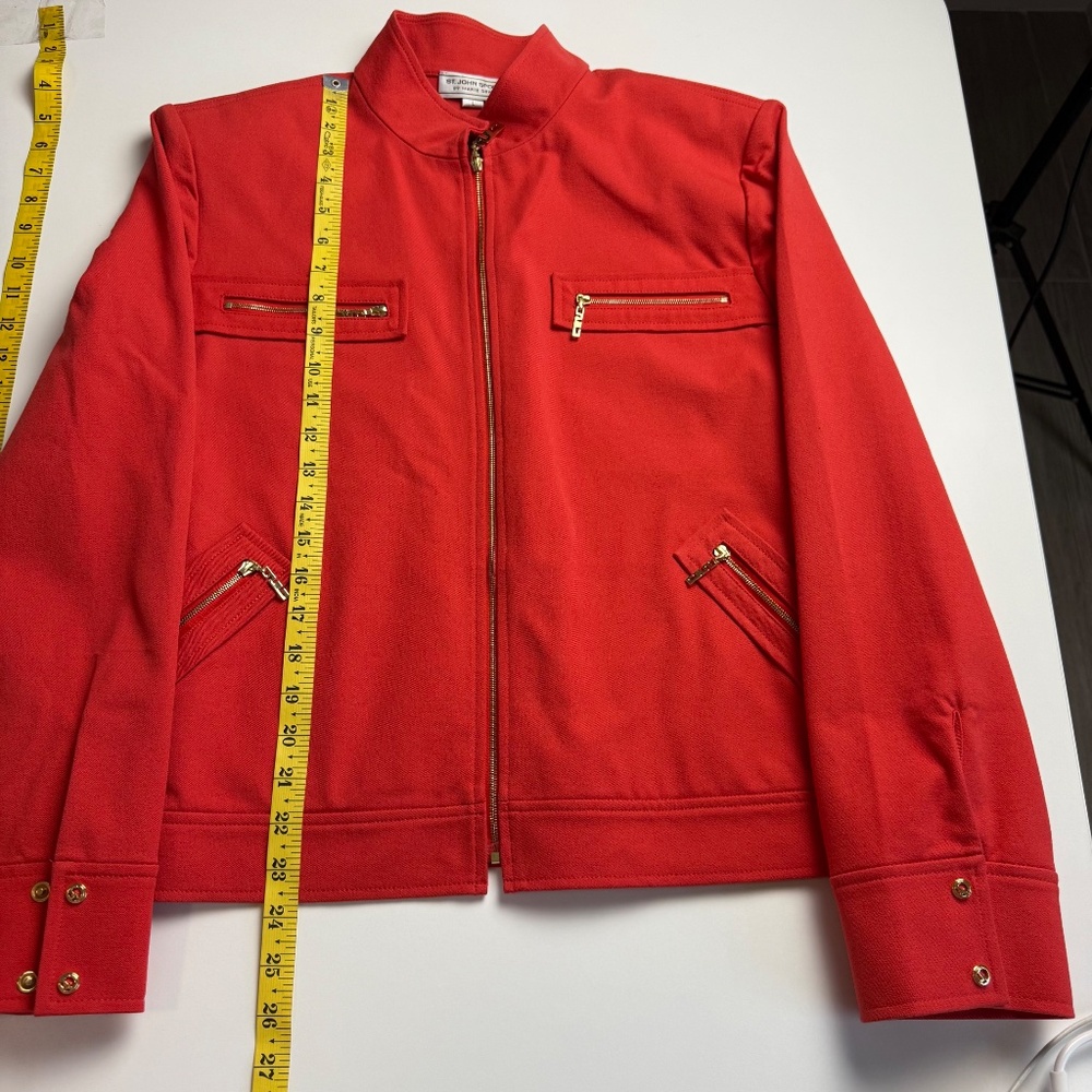 St John Sport Orange Coral Cotton Stretch Zipup Jacket Large 90’s Rare! - Picture 12 of 13